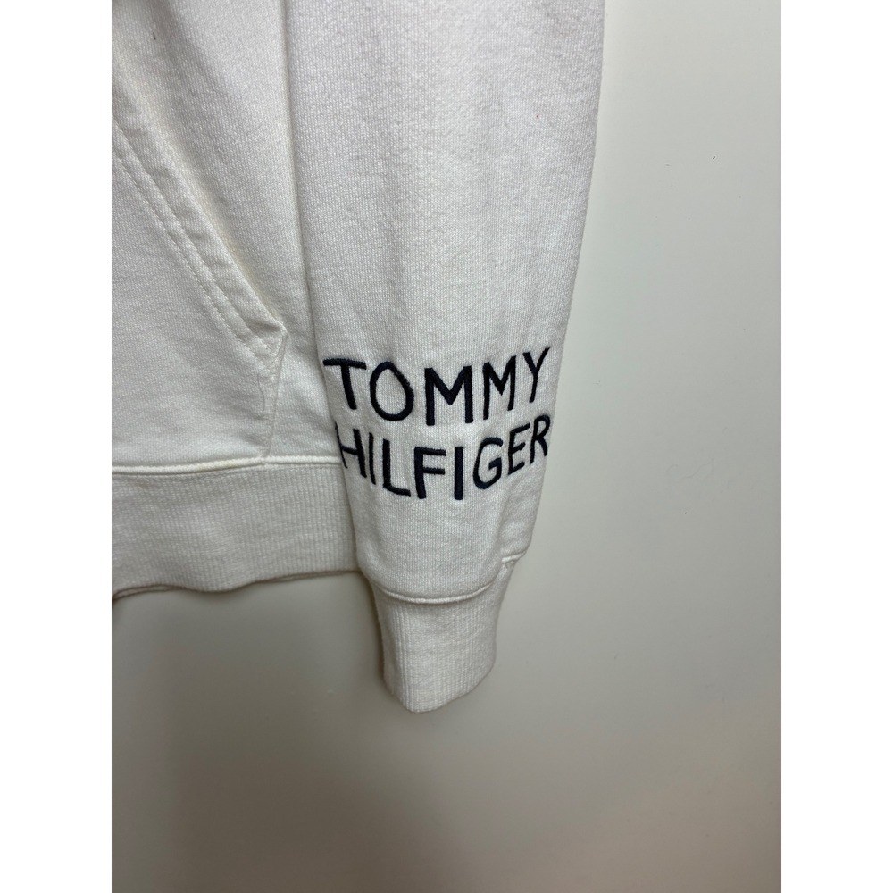 Tommy Hilfiger Womens Quarter Zip Sweatshirt White Flag Logo Pullover Fleece L - Picture 5 of 6